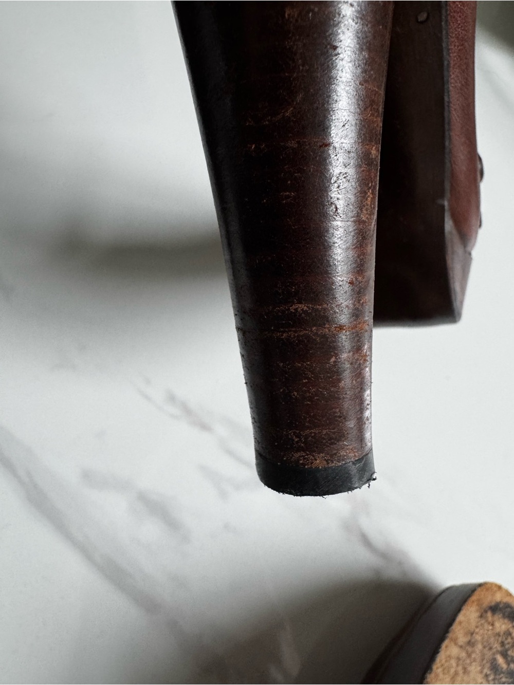 Stuart Weitzman Size 6 Stacked High Heel Pump in Dark Brown leather - Picture 4 of 8
